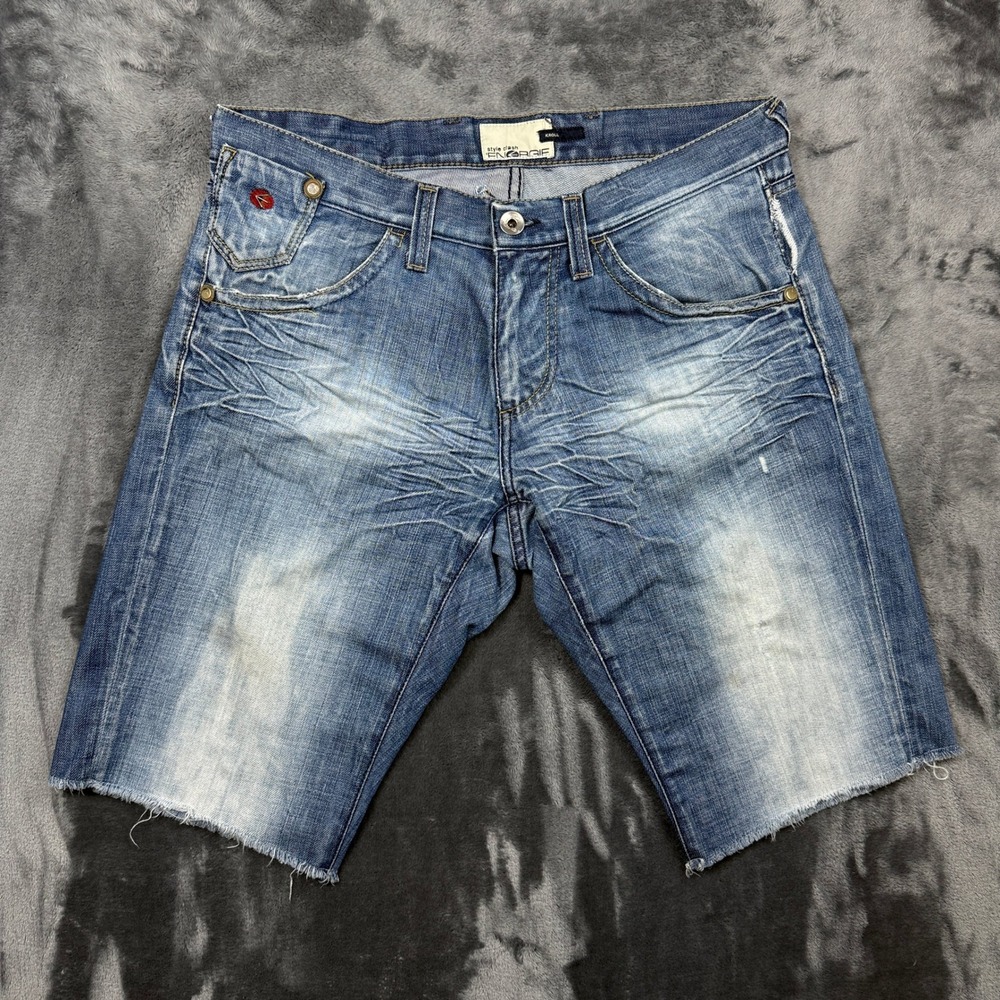 Energie Denim Shorts Mens Size 36 Faded Distressed Raw Hem Kroll Style Clash